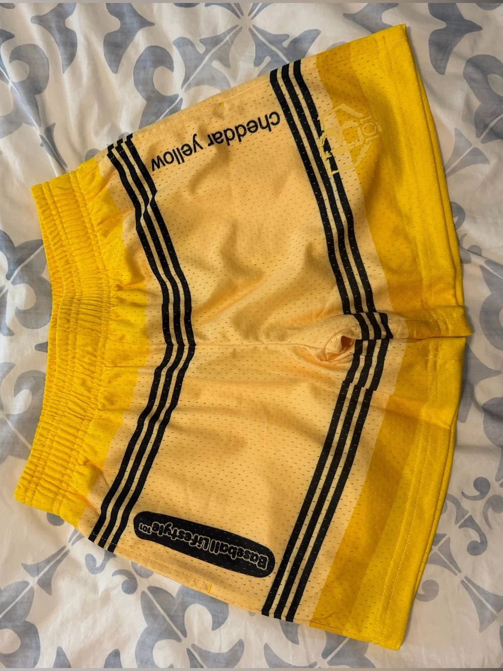 Unbranded Kids Yellow Athletic Shorts with Black Stripe Detail
